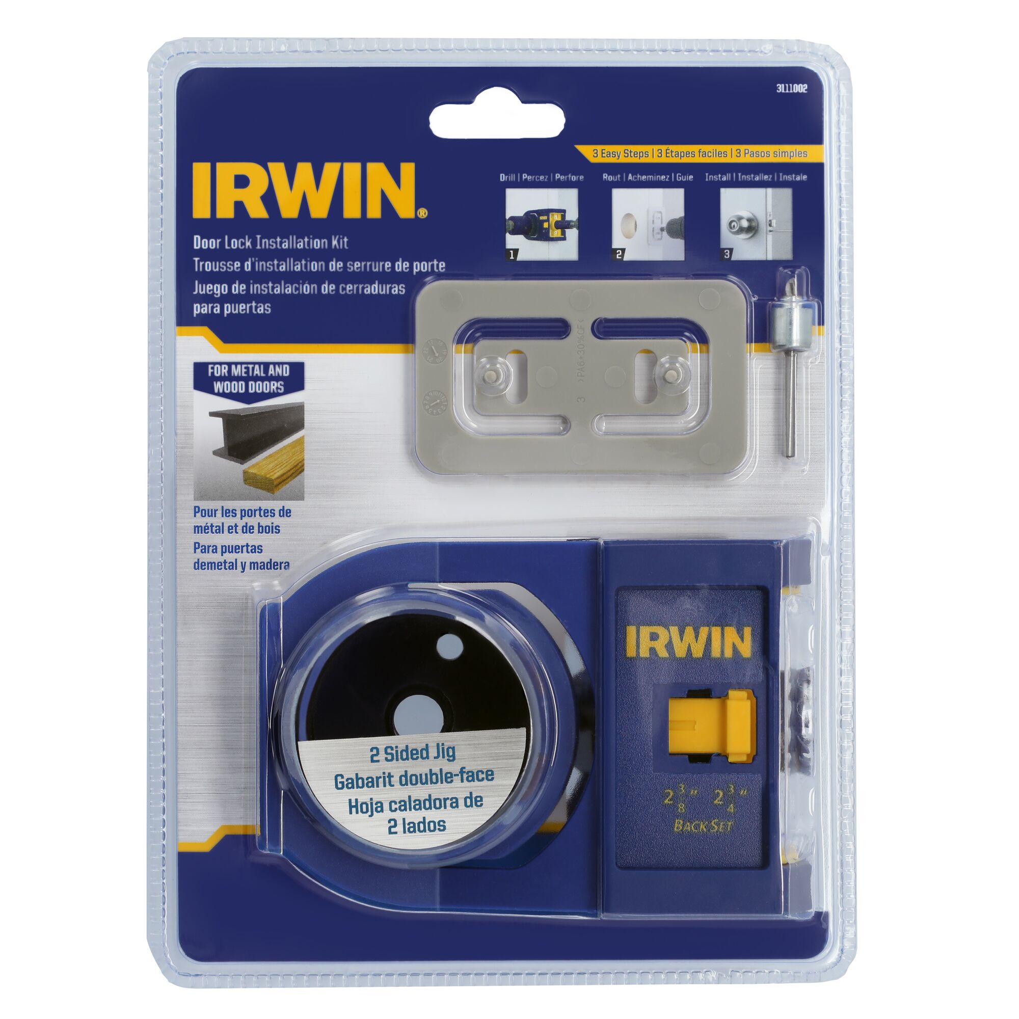 Metal Wood Door Lock Installation Kit IRWIN